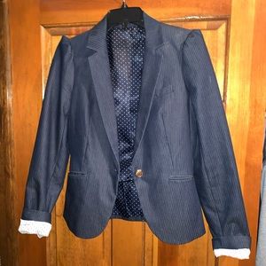 Express Navy Pinstriped fitted blazer!